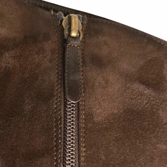 MOSCHINO Cheap & Chic Genuine Suede Over The Knee Boots Espresso Brown Designer - Picture 7 of 11